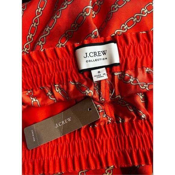 J.Crew gold chain wide leg printed silk pants size 8 - Picture 8 of 9